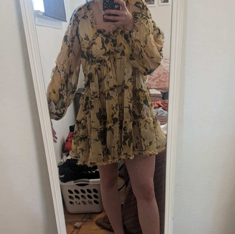 Springy Chiffon Dress with attached slip